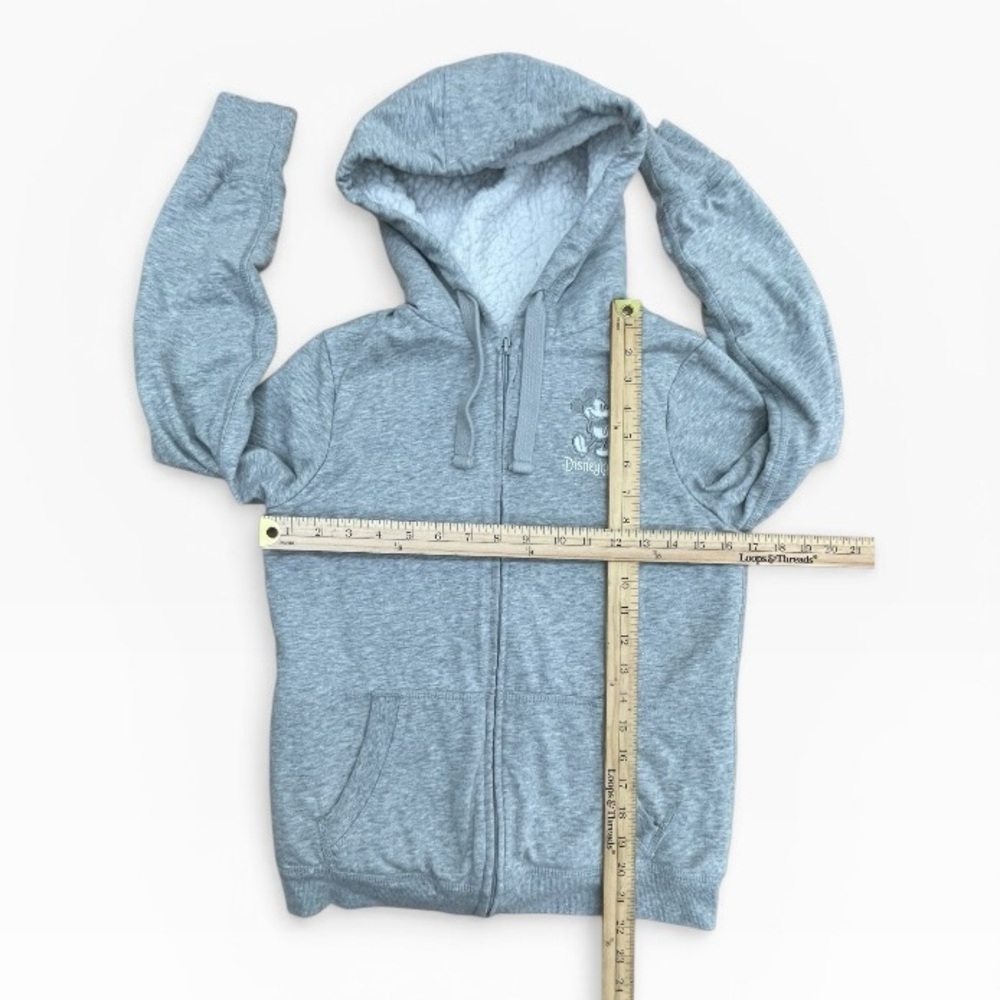 Disneyland Resort Mickey Mouse Sherpa Lined Hoodie Gray Zip Jacket XS Cozy - Picture 4 of 8